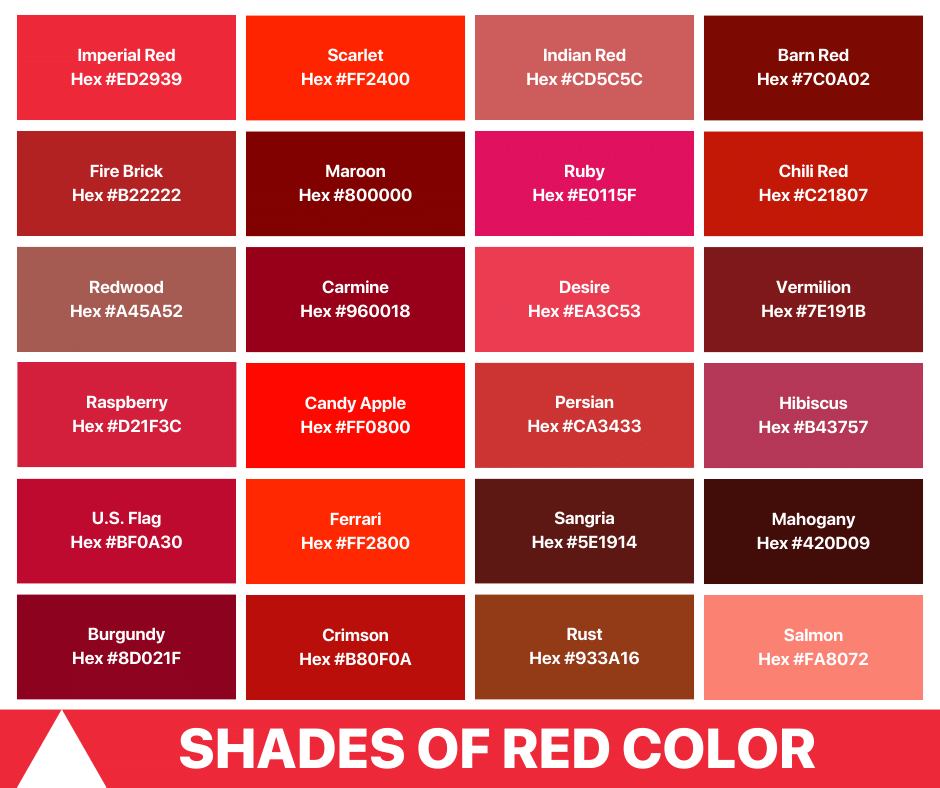 Shades of Red Color