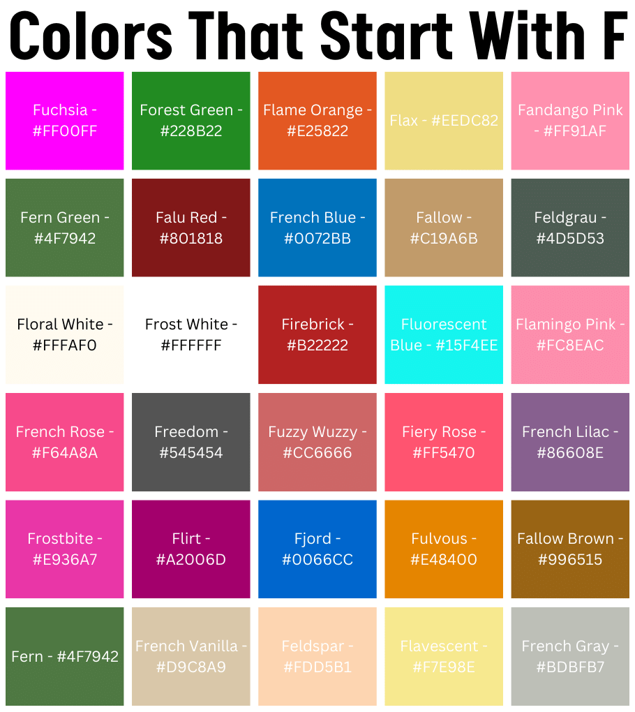 Colors That Start With f