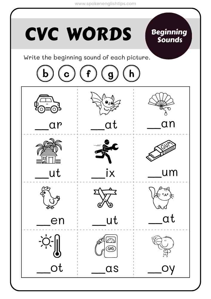 Download CCVC WORDS Worksheets