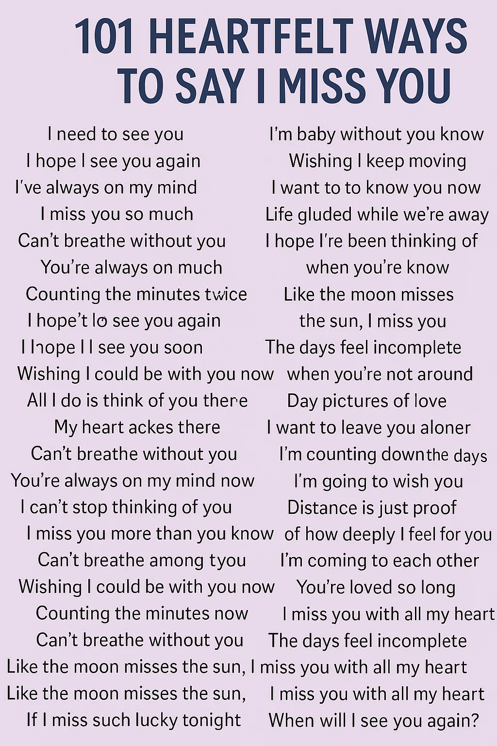101 Heartfelt Ways to Say I Miss You Ways to Say I Miss You