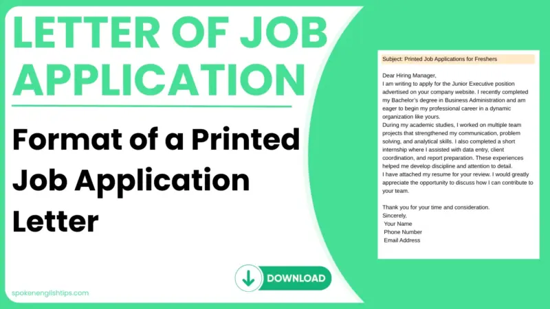 Printed Job Application Letter