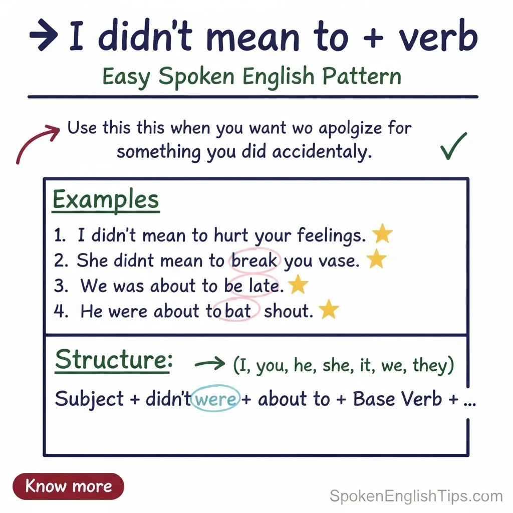 I didn’t mean to + verb