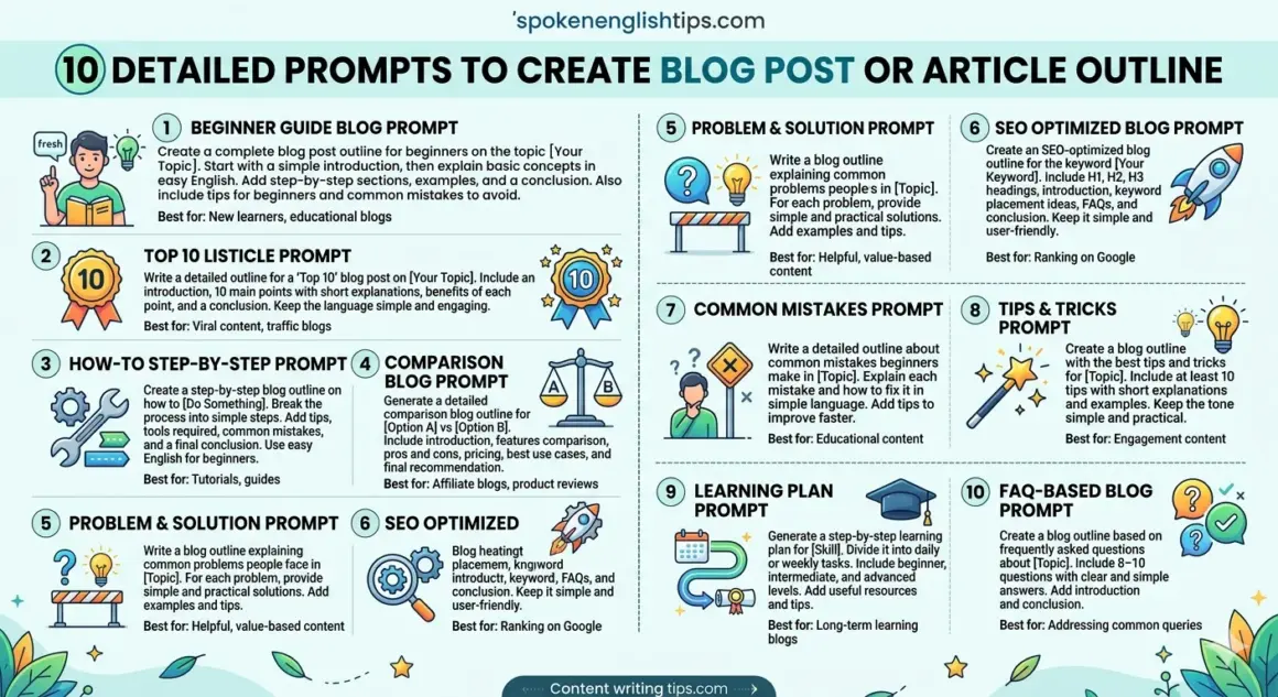 10 Detailed Prompts to Create Blog Post Outline & Article 10 Detailed Prompts to Create Blog Post Outline & Article