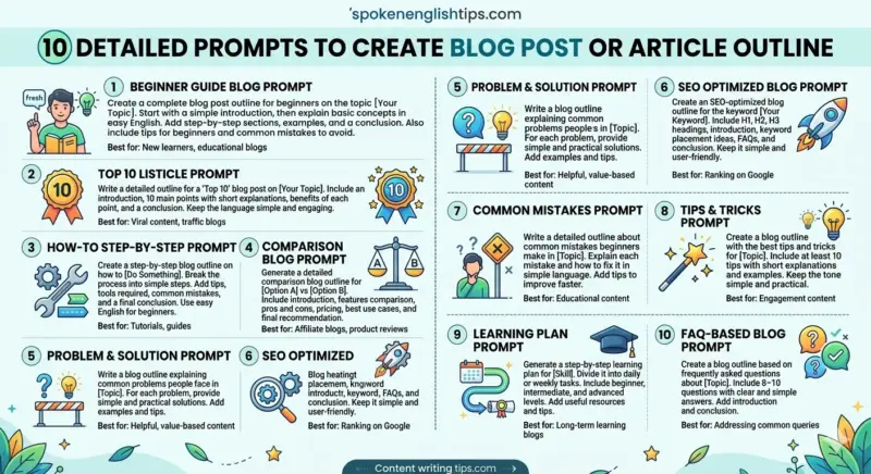 10 Detailed Prompts to Create Blog Post or Article Outline