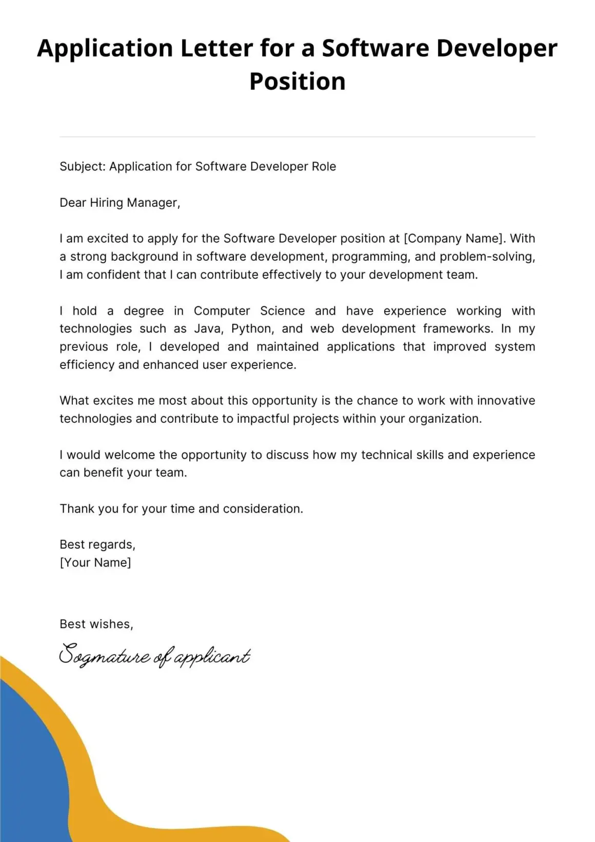 10+ Examples for Any Specific position application Letter