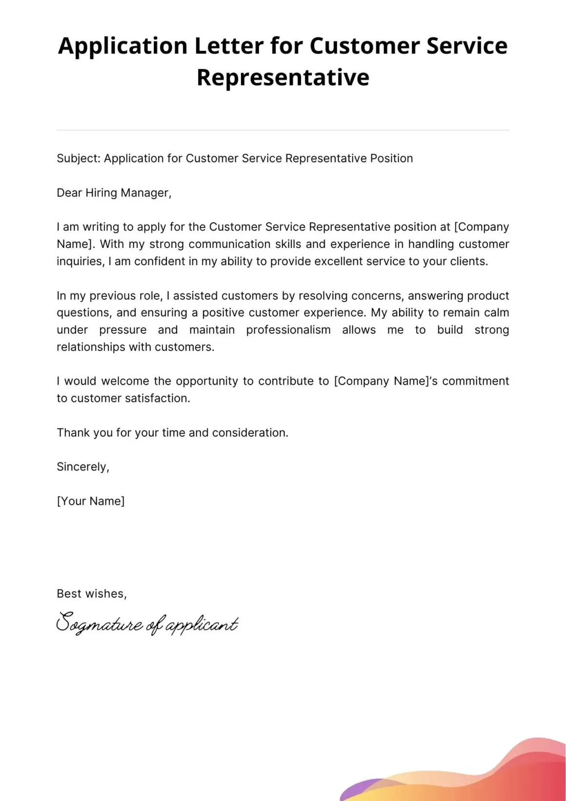 10+ Examples for Any Specific position application Letter