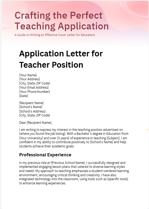 10+ Examples for Any Specific position application Letter