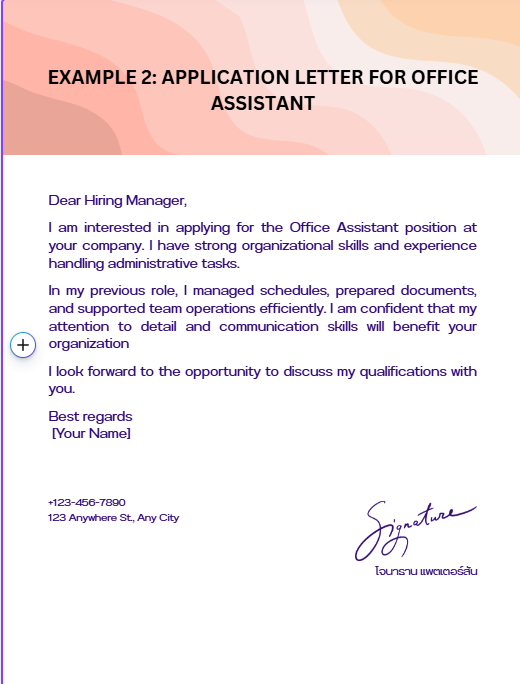 10+ Examples for Any Specific position application Letter