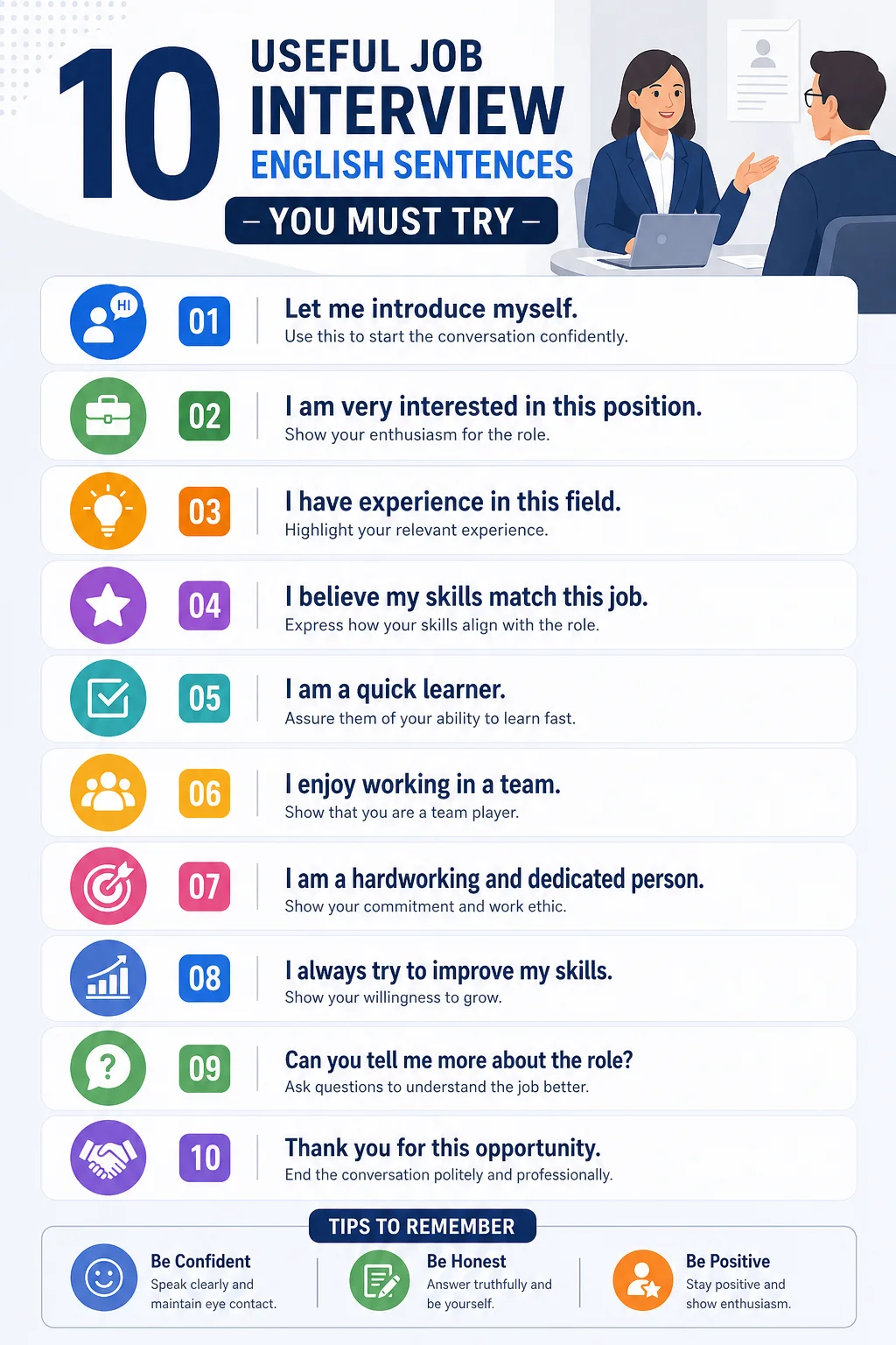 10 Useful Job Interview English Sentences You Must Try