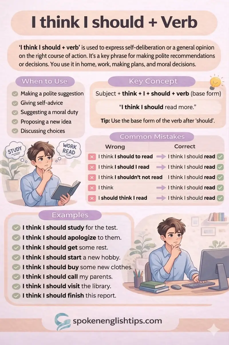 Use of “I think I should + verb” in English Speaking (Easy Guide)