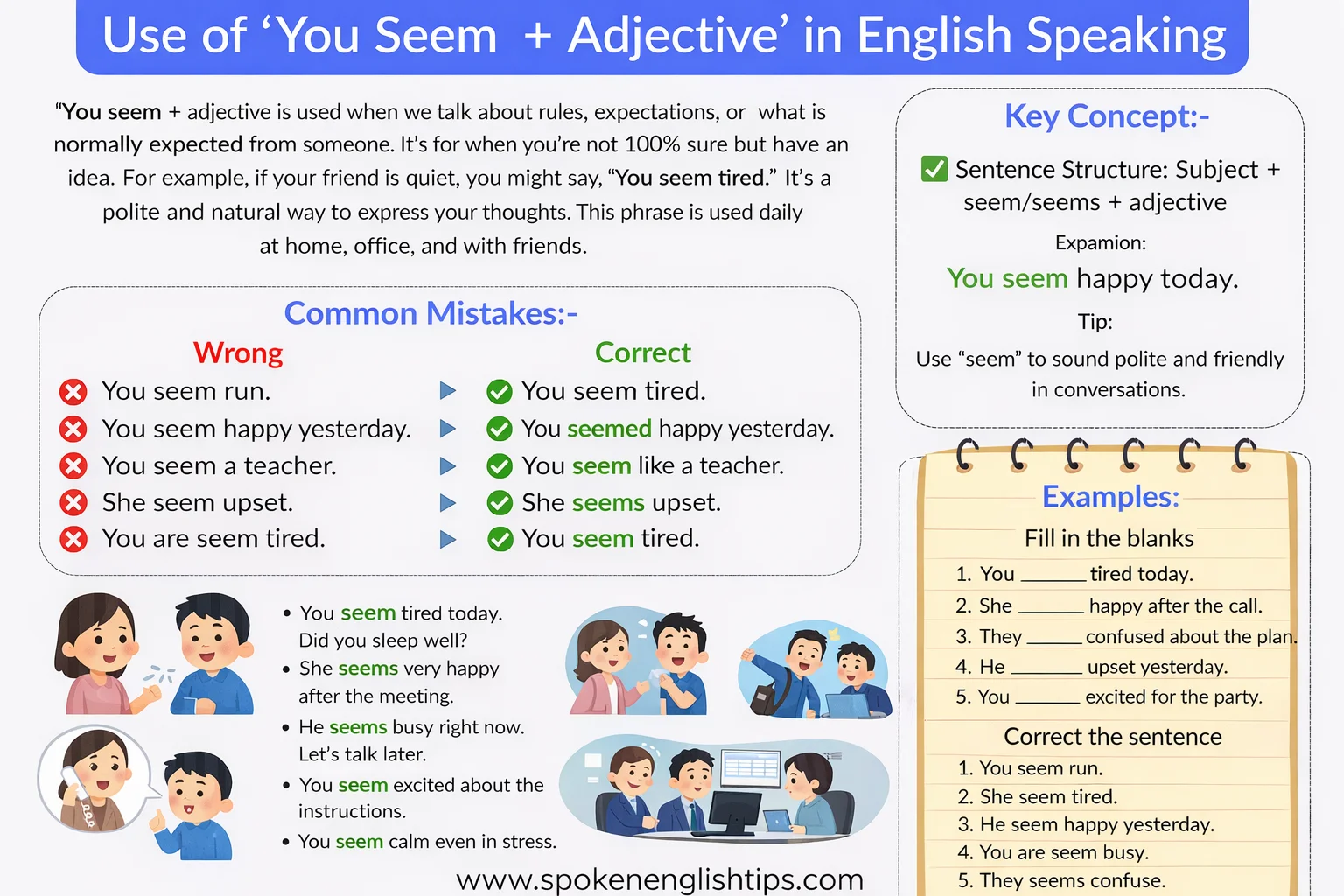 Use of “You Seem + Adjective” in English Speaking