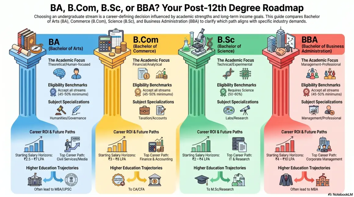 ba vs bsc vs bba vs bcom
