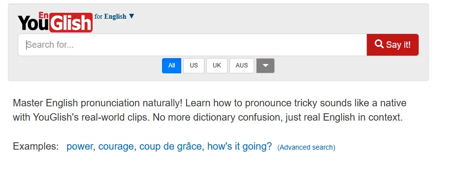 Best AI tools to learn English speaking youglish