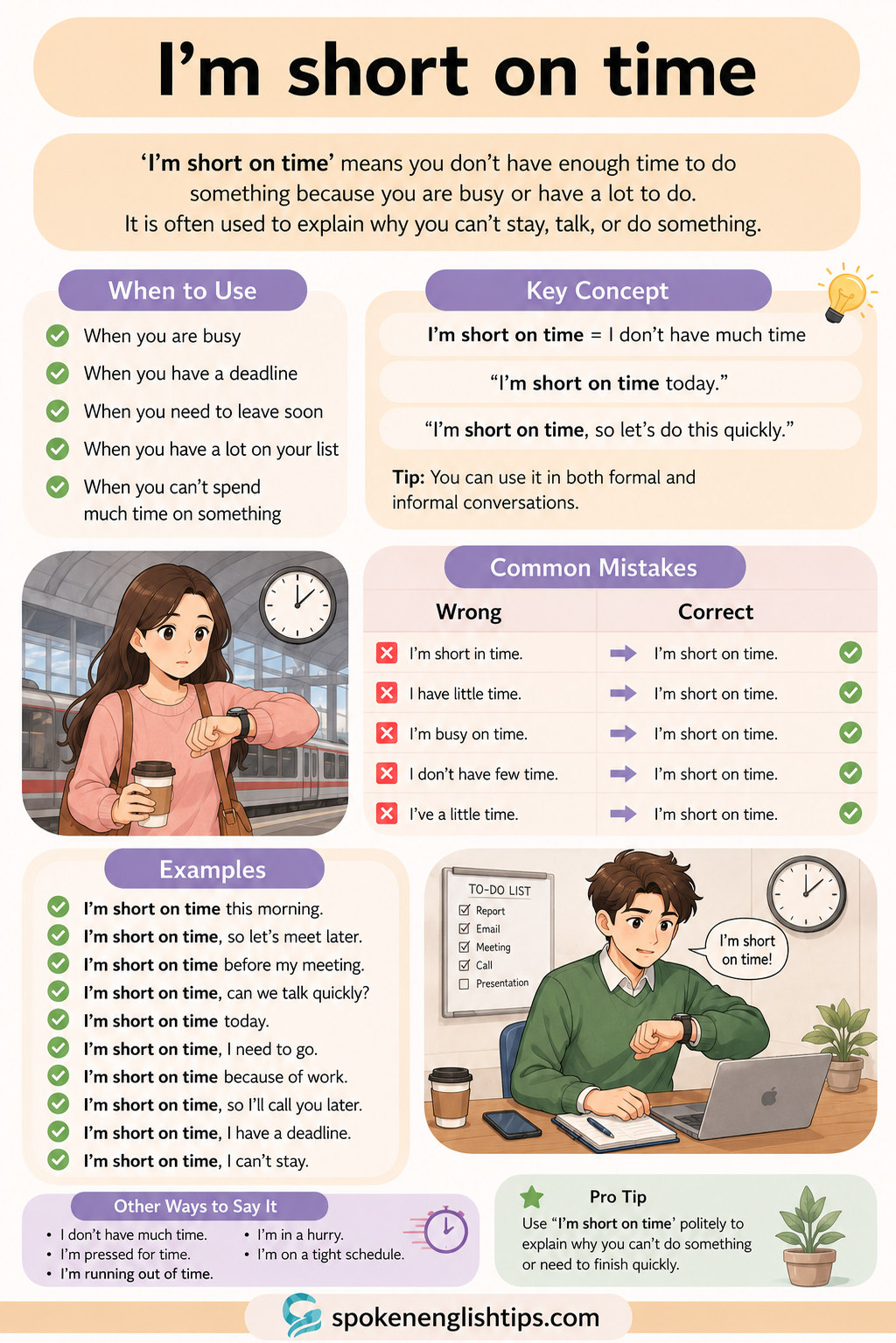 Use of "I’m Short on Time" in English Speaking with Daily Examples