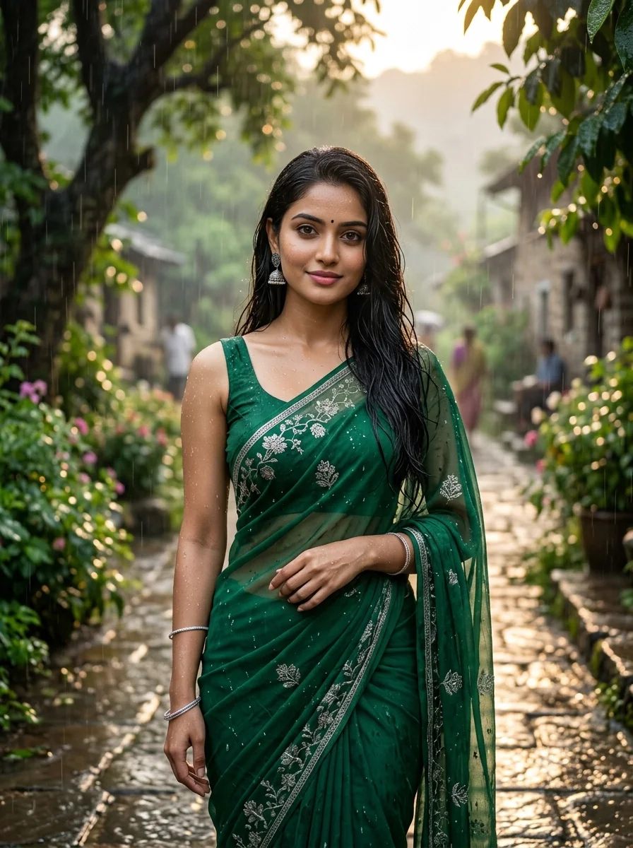 Monsoon Saree Portrait