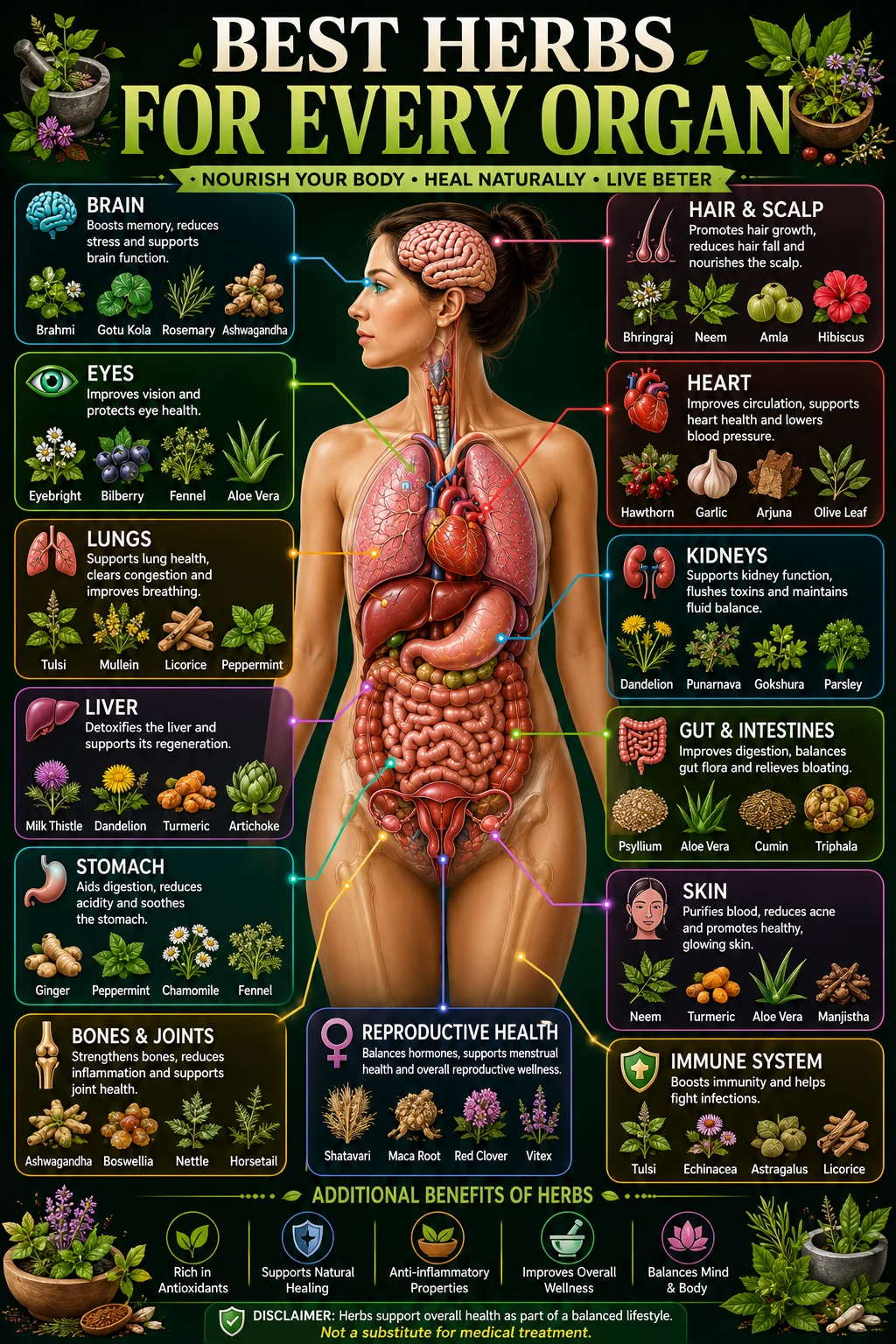 Best Foods for Every Organ: Fruits, Vegetables, Nuts, Seeds, Herbs, Teas, Smoothies & Soups Best Herbs for Every Organ