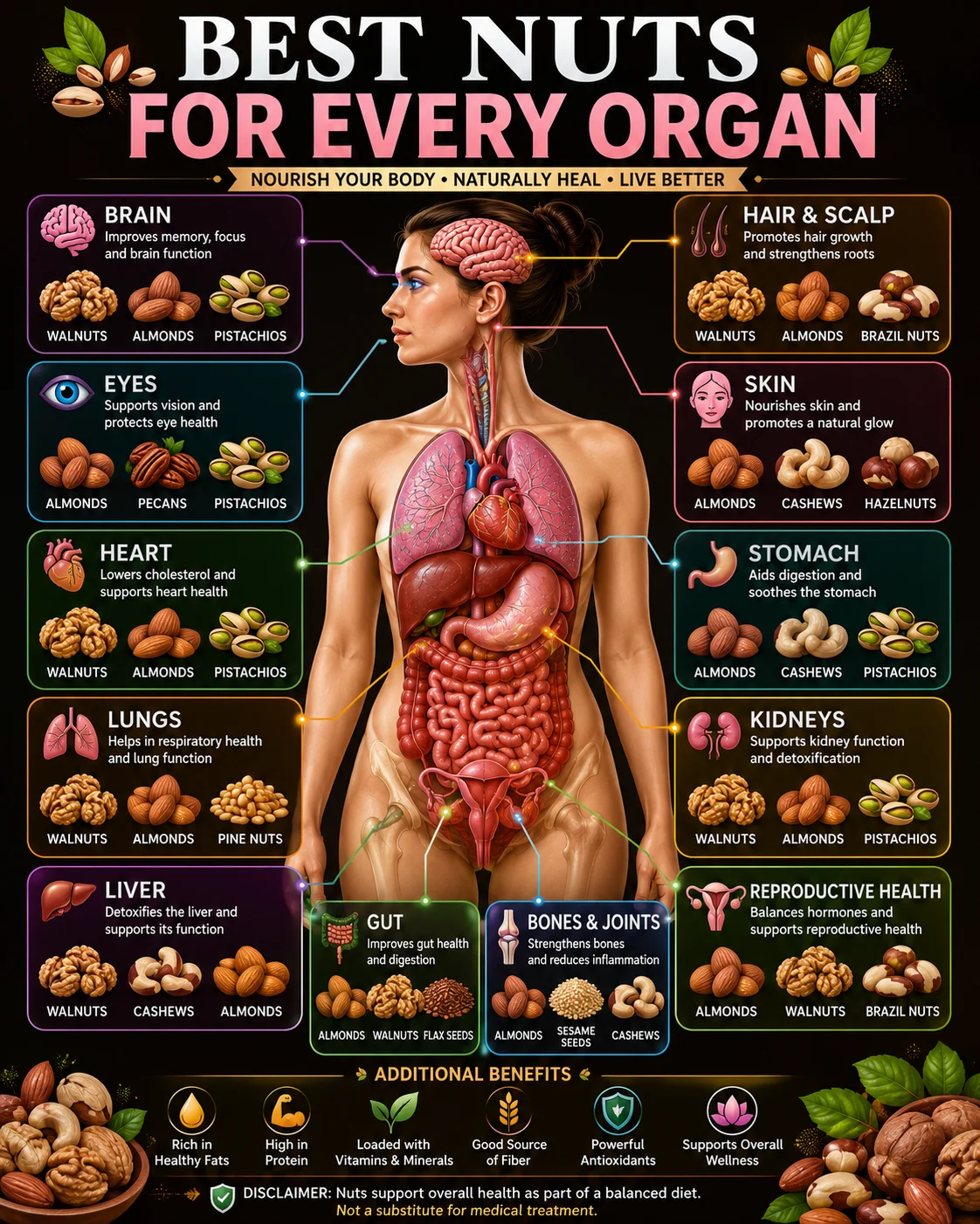 Best Foods for Every Organ: Fruits, Vegetables, Nuts, Seeds, Herbs, Teas, Smoothies & Soups Best nuts for every organ