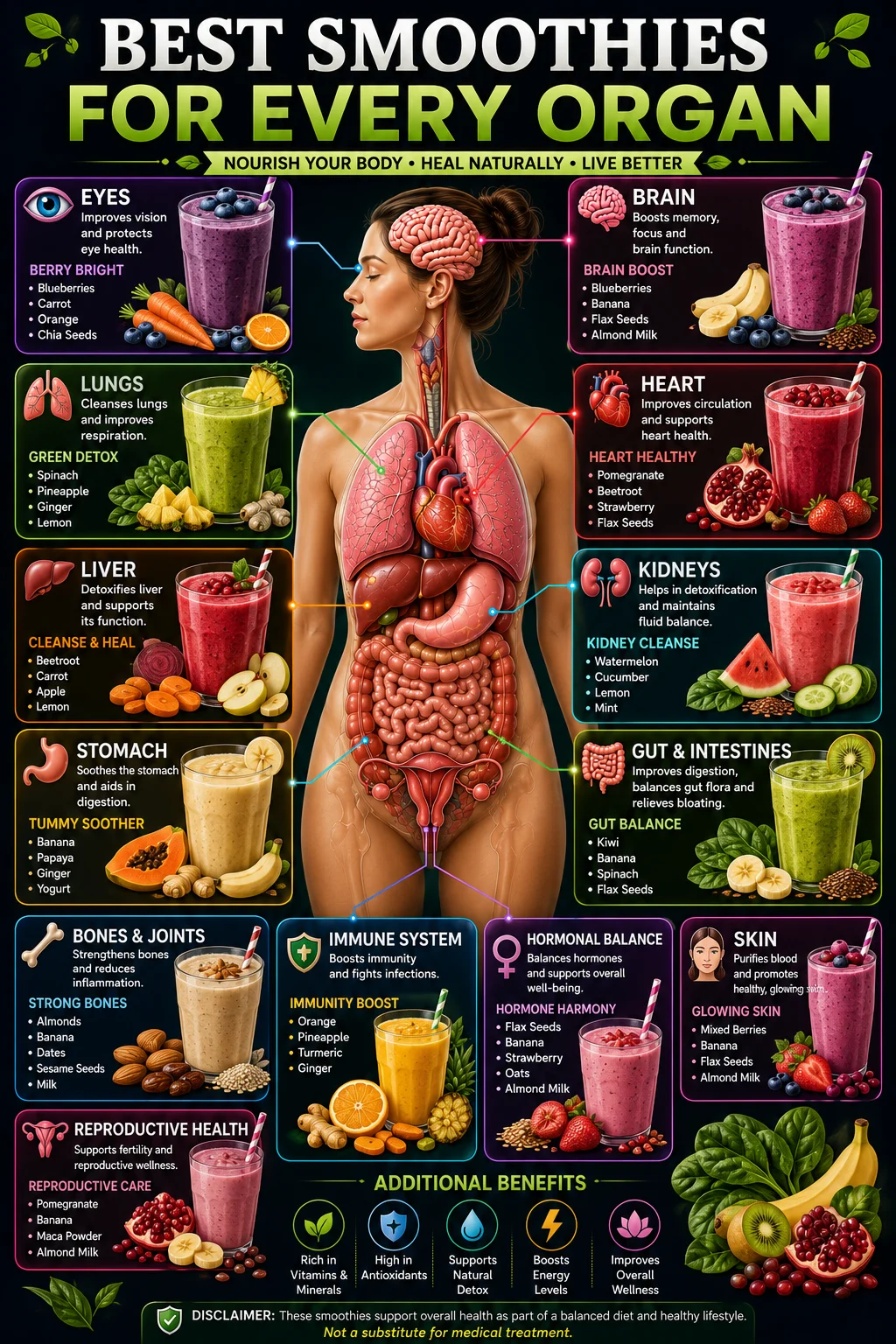 Best Foods for Every Organ: Fruits, Vegetables, Nuts, Seeds, Herbs, Teas, Smoothies & Soups Best Smoothies for Every Organ