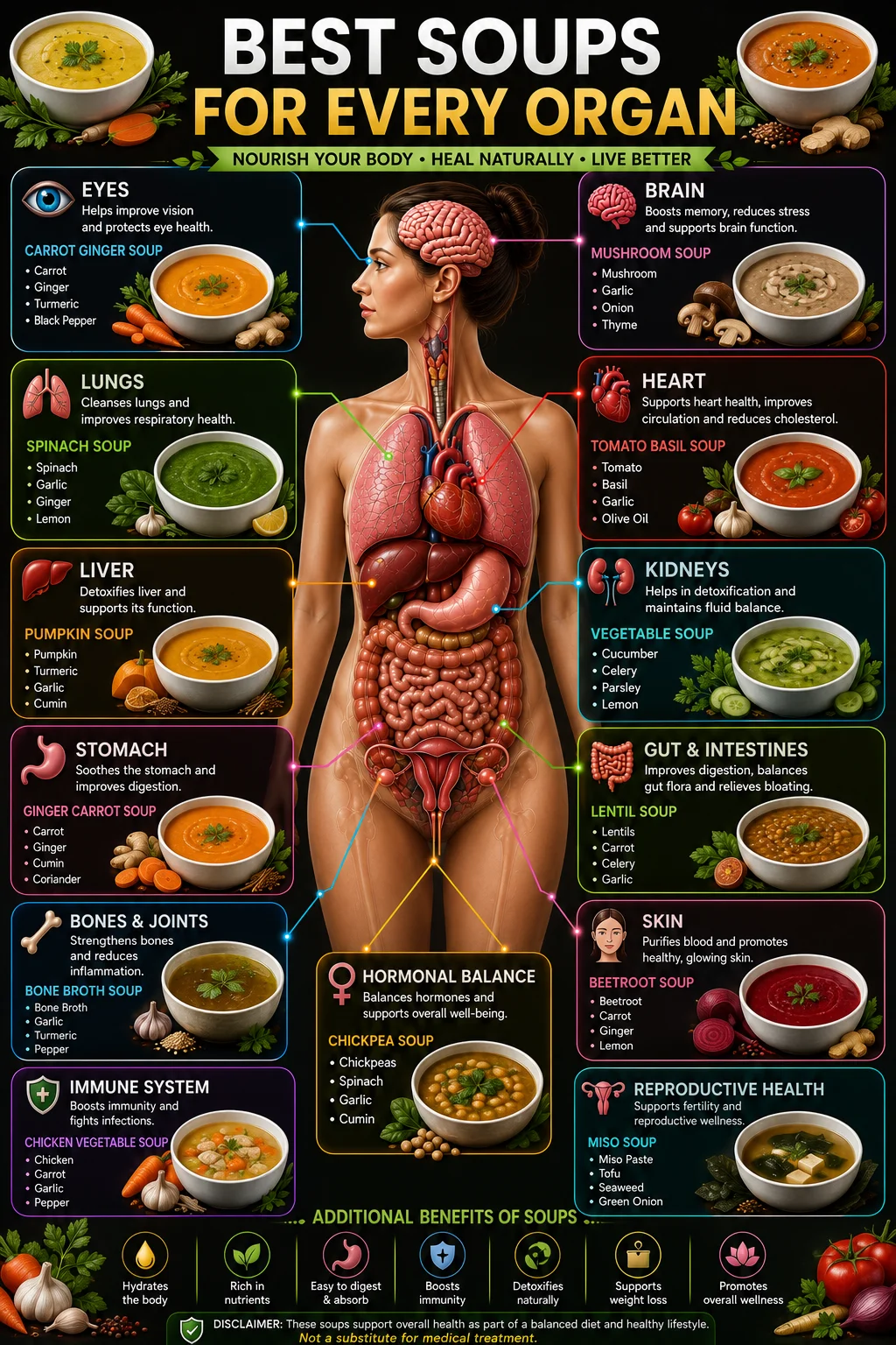Best Foods for Every Organ: Fruits, Vegetables, Nuts, Seeds, Herbs, Teas, Smoothies & Soups Best Soups for Every Organ