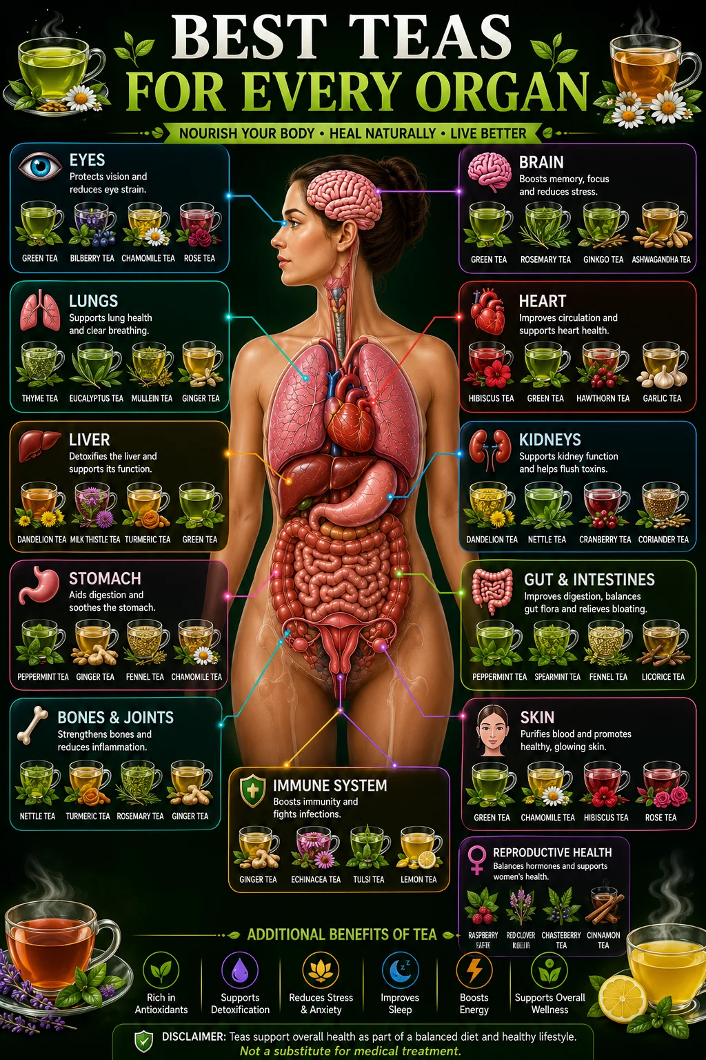 Best Foods for Every Organ: Fruits, Vegetables, Nuts, Seeds, Herbs, Teas, Smoothies & Soups Best Teas for Every Organ