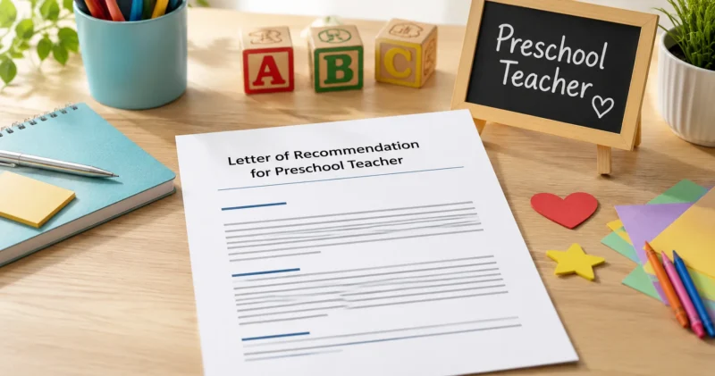 Letter of Recommendation for Preschool Teacher