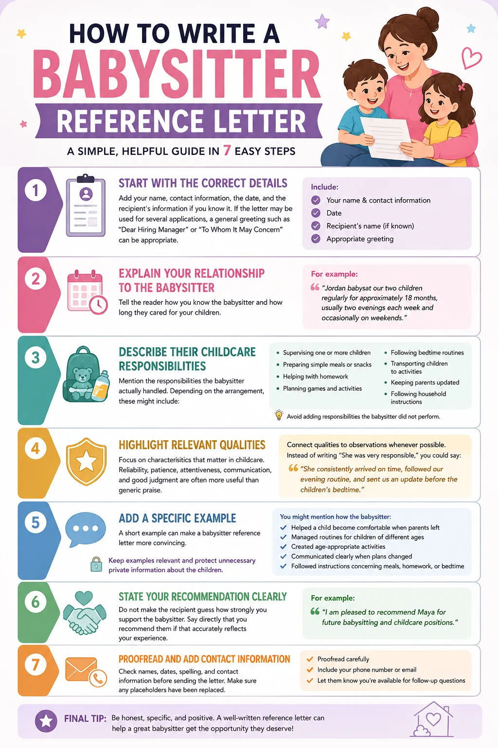 5 Simple Babysitter Reference Letter Templates baby sitter reference letter infographic