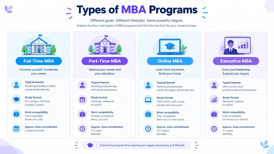Comparison of full-time, part-time, online and executive MBA programs