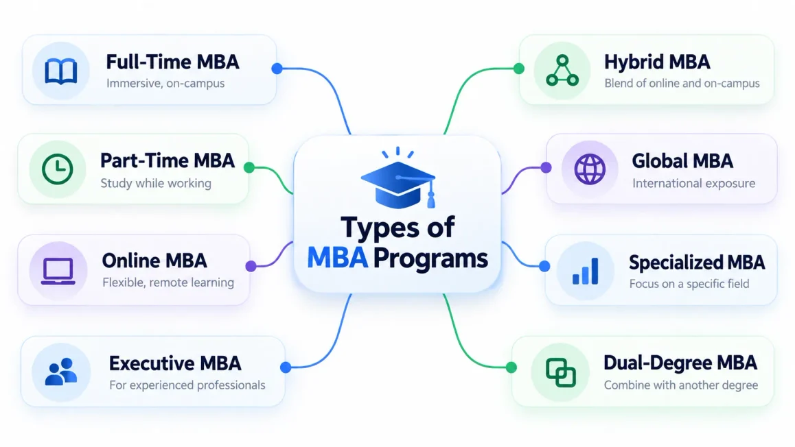 Types of MBA Programs Explained: Full-Time, Part-Time, Online & Executive