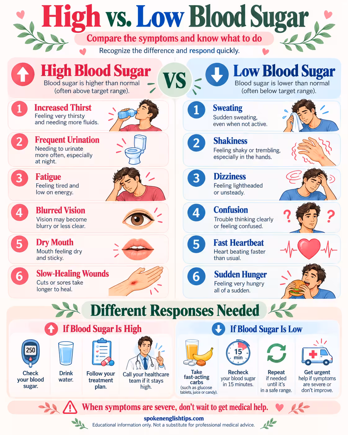 7+ Diabetes Symptoms and Health Infographics Signs of Low high Blood Sugar