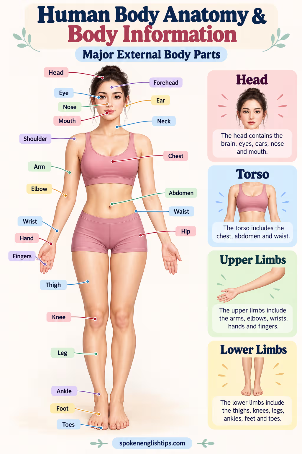 Human Body Parts in English With Pictures and Labels Human Body Parts in English With Pictures and Labels